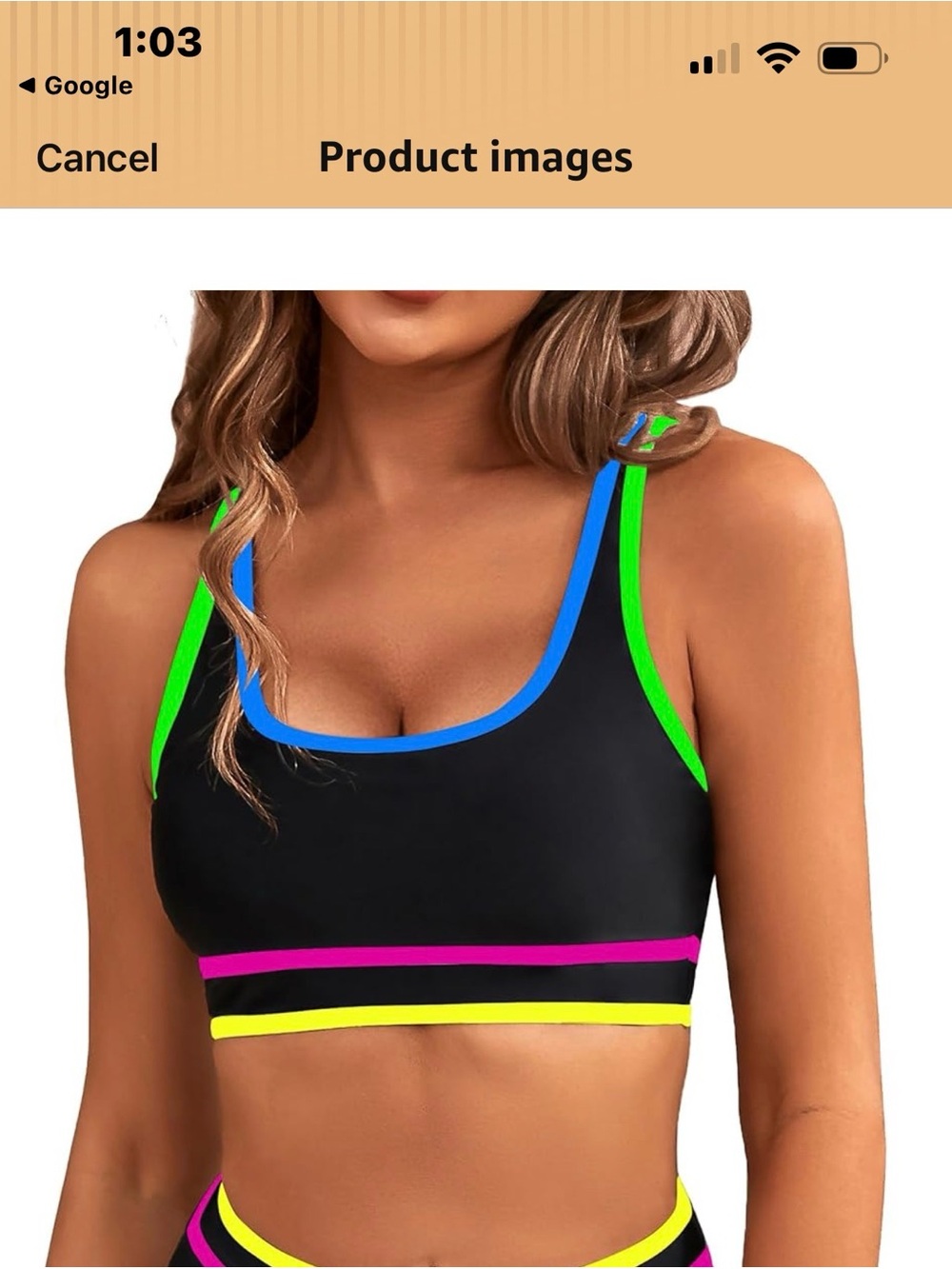 BMJL Women’s Neon Rainbow Colorblock Bikini Top Only Large BRAND NEW WITH TAGS!